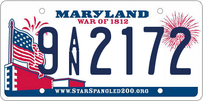MD license plate 9AN2172