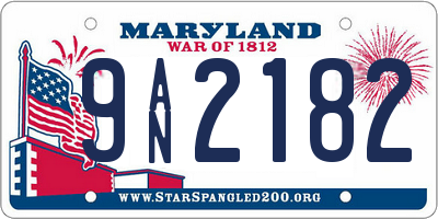 MD license plate 9AN2182