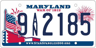 MD license plate 9AN2185