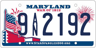 MD license plate 9AN2192