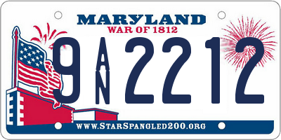 MD license plate 9AN2212