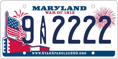 MD license plate 9AN2222
