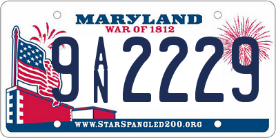 MD license plate 9AN2229