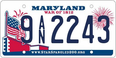 MD license plate 9AN2243