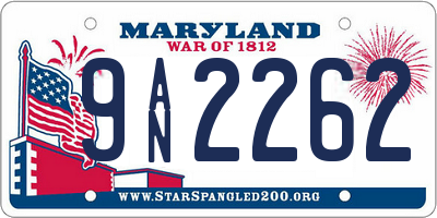 MD license plate 9AN2262
