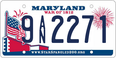 MD license plate 9AN2271