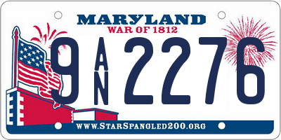 MD license plate 9AN2276