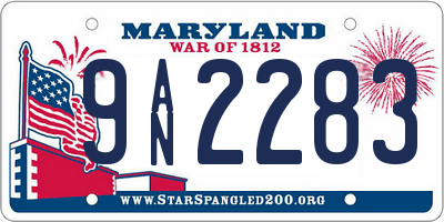MD license plate 9AN2283