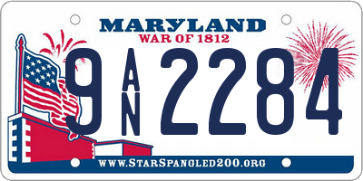 MD license plate 9AN2284
