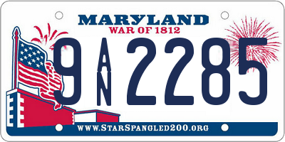 MD license plate 9AN2285