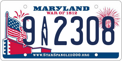 MD license plate 9AN2308