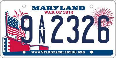 MD license plate 9AN2326