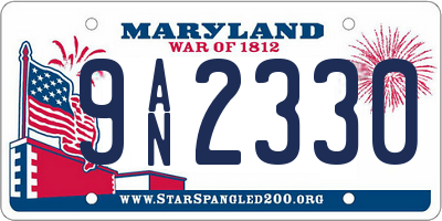 MD license plate 9AN2330