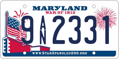 MD license plate 9AN2331
