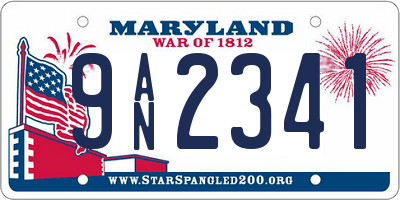 MD license plate 9AN2341