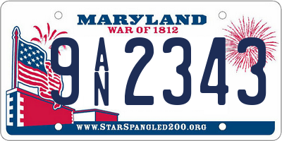 MD license plate 9AN2343