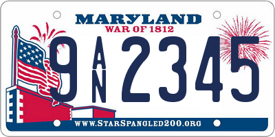 MD license plate 9AN2345