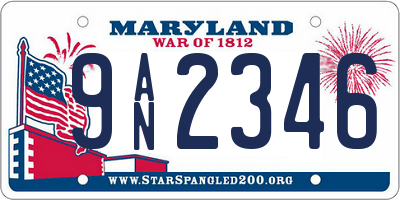 MD license plate 9AN2346
