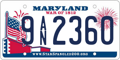 MD license plate 9AN2360