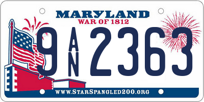 MD license plate 9AN2363