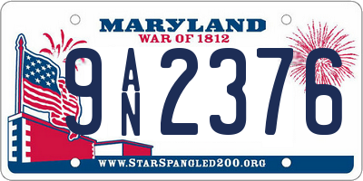 MD license plate 9AN2376