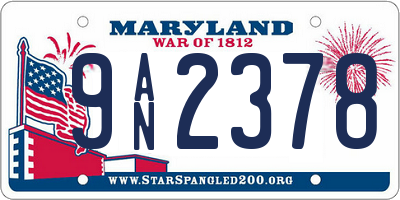 MD license plate 9AN2378