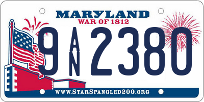 MD license plate 9AN2380