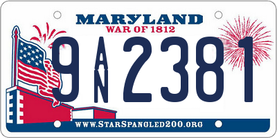 MD license plate 9AN2381