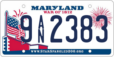 MD license plate 9AN2383