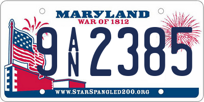 MD license plate 9AN2385