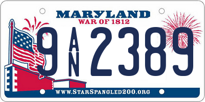 MD license plate 9AN2389