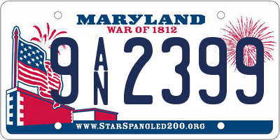 MD license plate 9AN2399