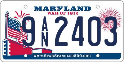MD license plate 9AN2403