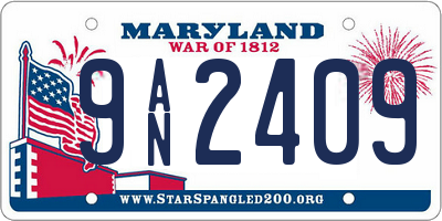 MD license plate 9AN2409