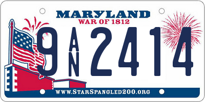 MD license plate 9AN2414