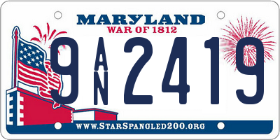 MD license plate 9AN2419