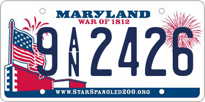 MD license plate 9AN2426