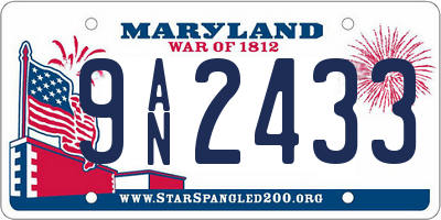 MD license plate 9AN2433