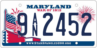 MD license plate 9AN2452