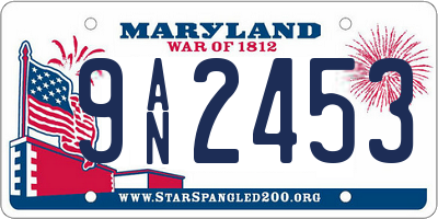 MD license plate 9AN2453