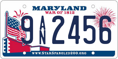 MD license plate 9AN2456