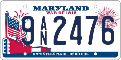 MD license plate 9AN2476