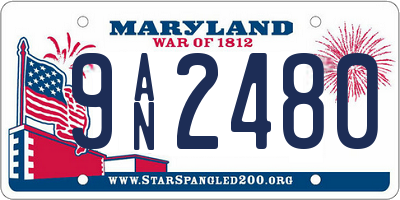 MD license plate 9AN2480