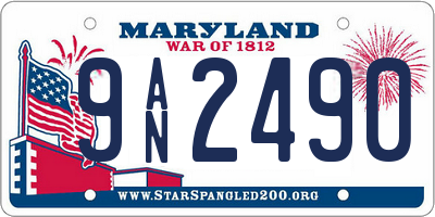 MD license plate 9AN2490