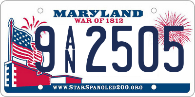 MD license plate 9AN2505