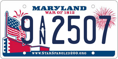 MD license plate 9AN2507