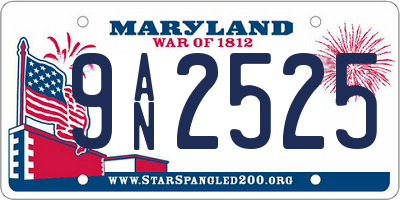 MD license plate 9AN2525