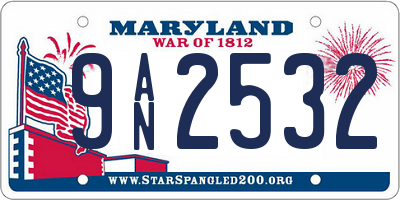MD license plate 9AN2532