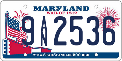MD license plate 9AN2536