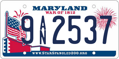 MD license plate 9AN2537